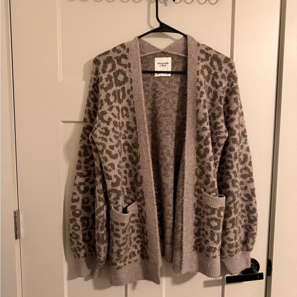 Abercrombie & Fitch Animal Print Cardigan - Brown and Cream